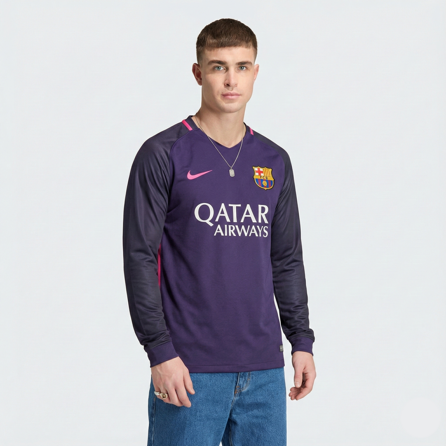 Camisa Barcelona Titular 16/17 - Lilás Versão Retrô Manga Longa