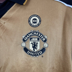 CAMISA RETRÔ MANCHESTER UNITED MANGA LONGA DUPLA FACE 01/02