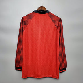 CAMISA RETRÔ MANCHESTER UNITED HOME MANGA LONGA 1996