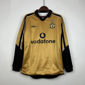 CAMISA RETRÔ MANCHESTER UNITED MANGA LONGA DUPLA FACE 01/02